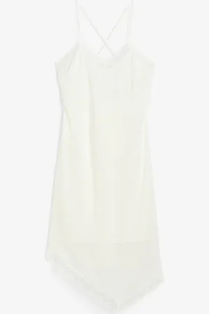 H&M Abito in satin con pizzo