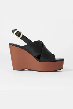 H&M Sandali in pelle con zeppa e plateau