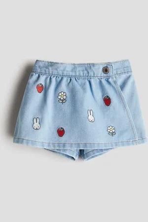 H&M Gonna-shorts in denim con ricamo
