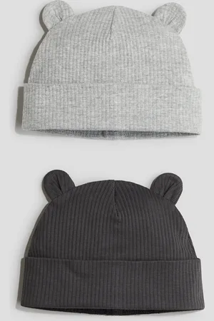 H&M Beanie a costine con orecchie decorative 2 pezzi