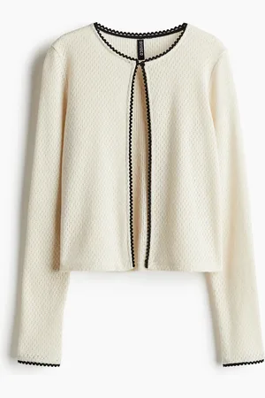 H&M Cardigan in maglia traforata con bordi in picot