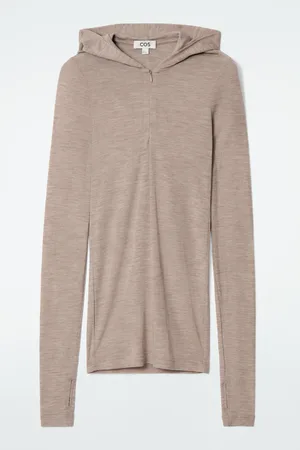 H&M MAGLIA SLIM IN LANA CON CAPPUCCIO E MEZZA CERNIERA