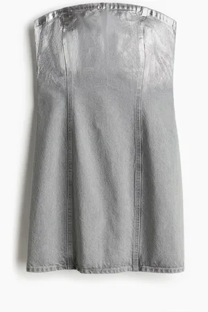 H&M Abito a fascia in denim metallizzato