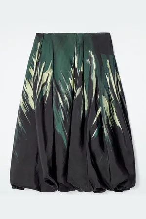 H&M GONNA MIDI CON ORLO A PALLONCINO E STAMPA