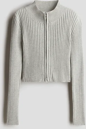 H&M Cardigan in maglia a coste con cerniera