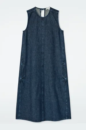 H&M ABITO MIDI SENZA MANICHE IN DENIM