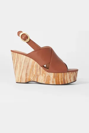 H&M Sandali in pelle con zeppa e plateau