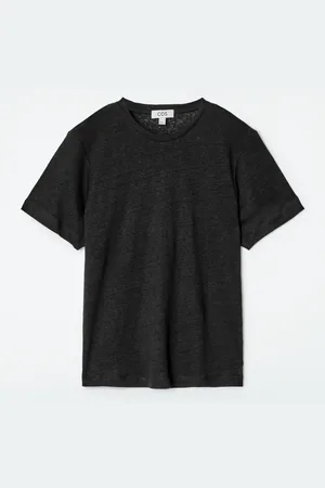 H&M T-SHIRT GIROCOLLO IN LINO