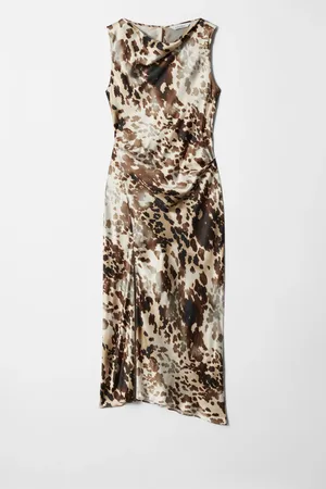H&M Abito midi in raso drappeggiato