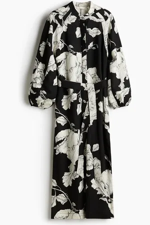 H&M Abito in misto lino con cintura da annodare