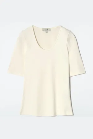 H&M T-SHIRT SLIM IN COTONE CON SCOLLO ROTONDO