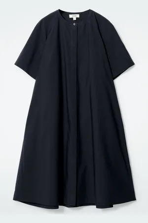 H&M ABITO MIDI OVERSIZE SVASATO IN POPELINE