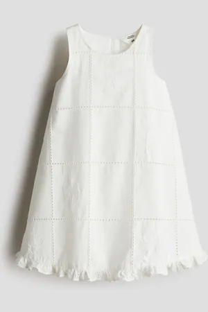 H&M Abito ricamato in popeline di cotone