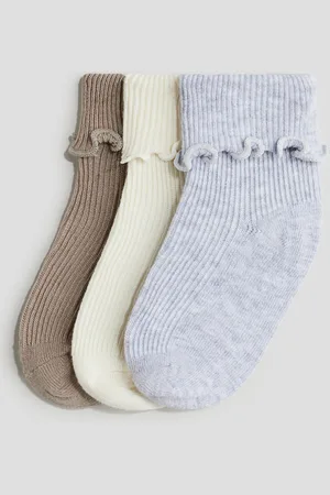H&M Calze con risvolto e bordo a overlock 3 paia