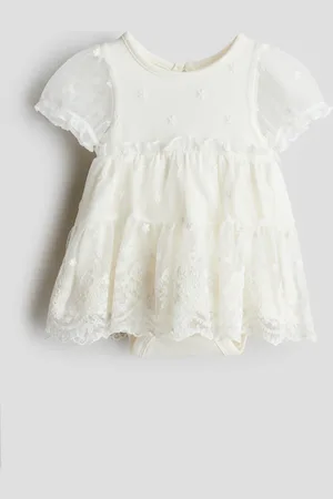 H&M Abito a body con tulle ricamato