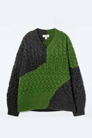 H&M MAGLIONE IN LANA MERINO A TRECCE E MOTIVO ASTRATTO