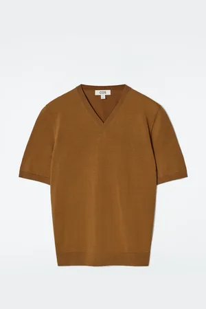 H&M T-SHIRT IN MAGLIA DI COTONE CON SCOLLO A V