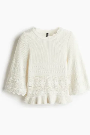 H&M Pullover in maglia traforata con volant
