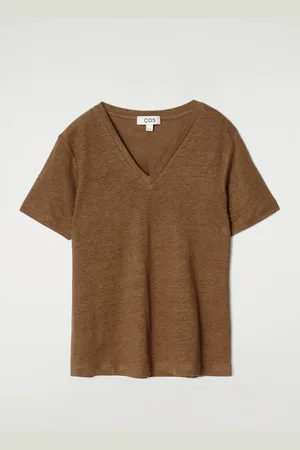 H&M T-SHIRT IN LINO CON SCOLLO A V
