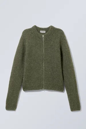 H&M Cardigan in maglia con cerniera e vestibilità slim