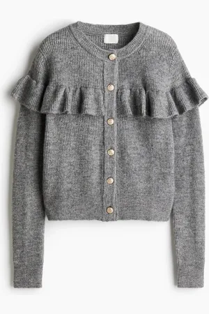 H&M Cardigan in maglia a coste con volant