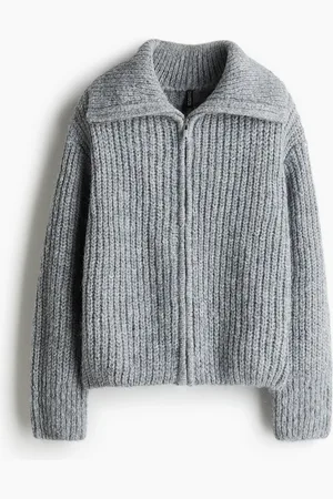 H&M Cardigan in maglia a coste con cerniera