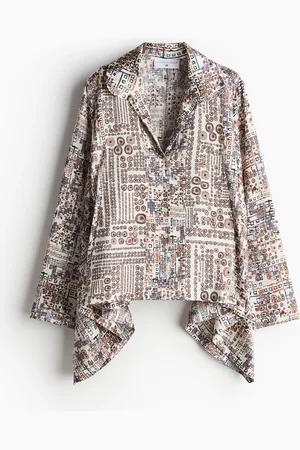 H&M Camicia da pigiama in seta con motivi grafici