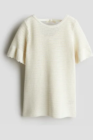 H&M Abito in cotone effetto uncinetto