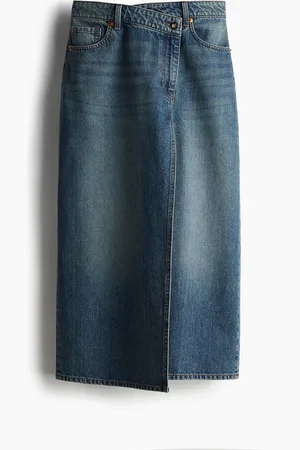 H&M Maxigonna in denim con incrocio in vita