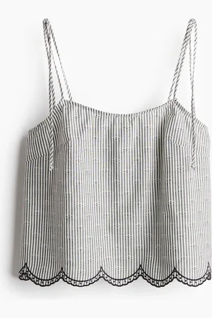 H&M Top ricamato con spalline da annodare