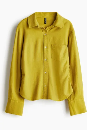 H&M Camicia arricciata in misto lino