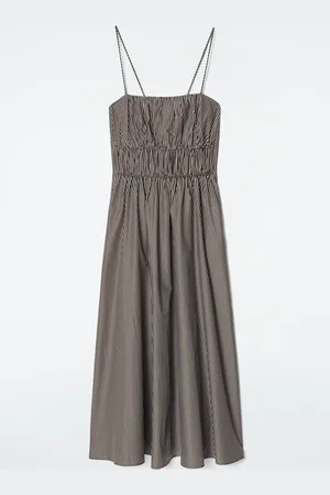 H&M ABITO MIDI A RIGHE ARRICCIATO IN VITA