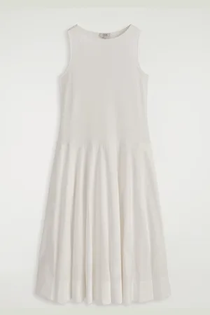 H&M BOAT-NECK COTTON A-LINE MIDI DRESS