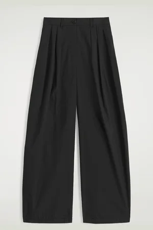 H&M PANTALONI A GAMBA LARGA IN COTONE CON PLISSÉ