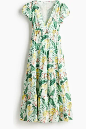 H&M Abito in popeline con gonna a balze