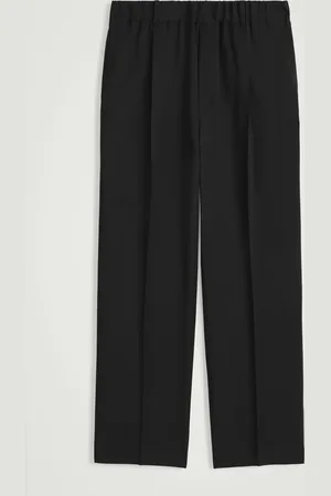H&M ELASTICATED WOOL-TWILL TROUSERS