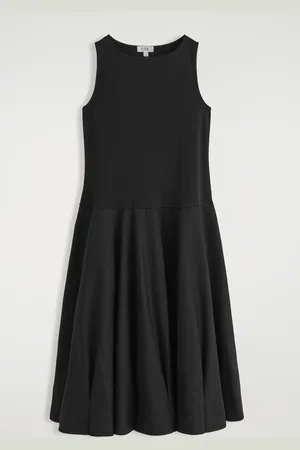 H&M BOAT-NECK COTTON A-LINE MIDI DRESS
