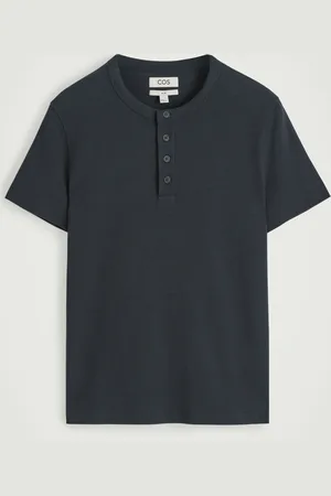 H&M SLIM-FIT RIBBED HENLEY T-SHIRT