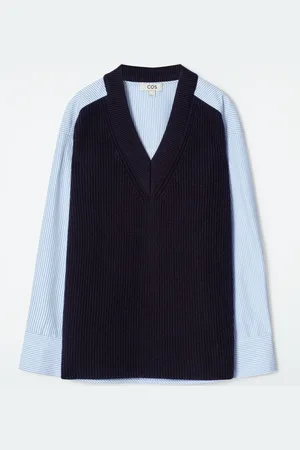 H&M MAGLIONE IN LANA CON PANNELLI IN POPELINE