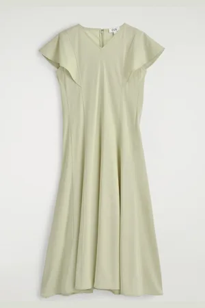 H&M ABITO MIDI IN COTONE CON MANICHE A PETALO