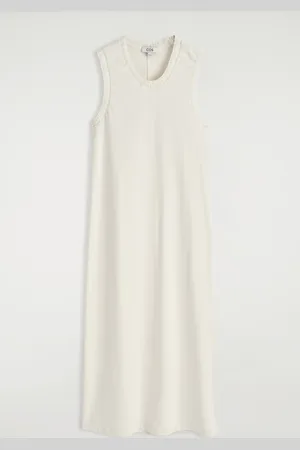 H&M RUFFLED COTTON MIDI DRESS