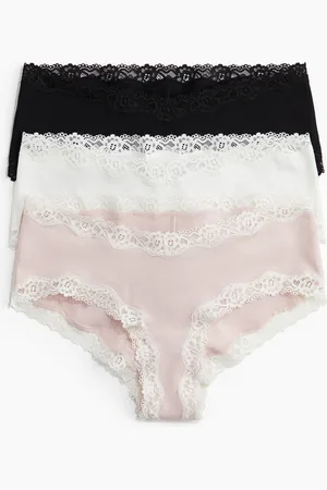 H&M MAMA Hipsters di cotone con bordi in pizzo 3 pezzi