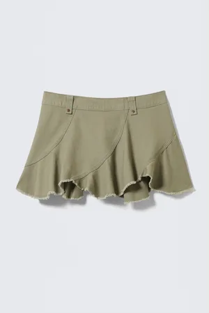 H&M Minigonna asimmetrica in twill con orlo sfrangiato