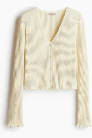 H&M Cardigan in maglia a coste di misto lino