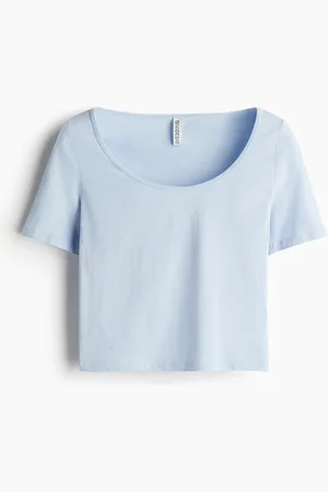 H&M T-shirt corta con scollo profondo arrotondato