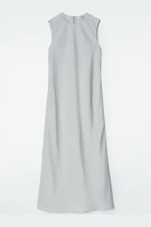 H&M ABITO MIDI IN MISTO LINO CON TAGLIO IN SBIECO