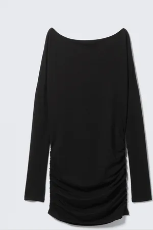 H&M Mini abito asimmetrico drappeggiato a manica lunga