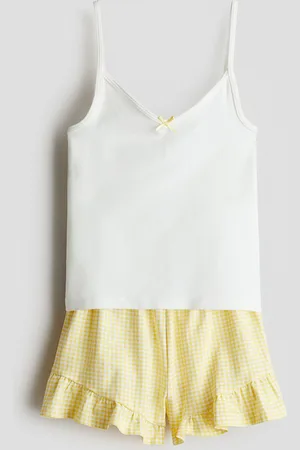 H&M Pigiama in cotone con bordi a volant