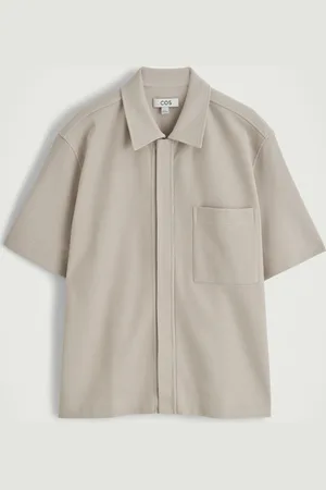 H&M TEXTURED COTTON-JERSEY ZIPPED SHIRT