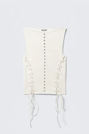 H&M Top scollo barchetta occhielli lacci senza maniche